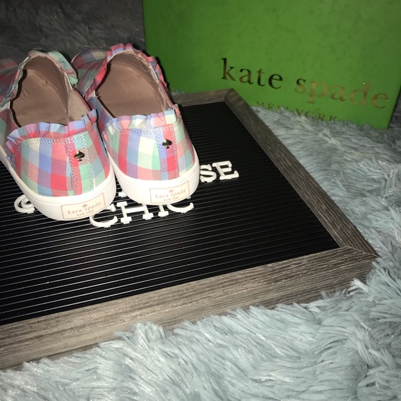 LAST ONE!! New Size 8.5 Kate Spade Plaid Sneakers - Picture 3 of 4